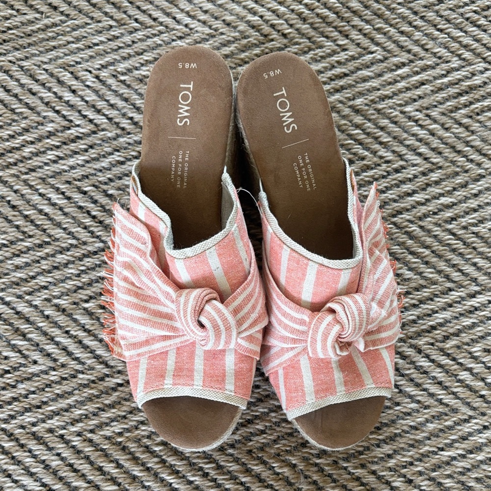 TOMS Coral Striped Mules with Knot